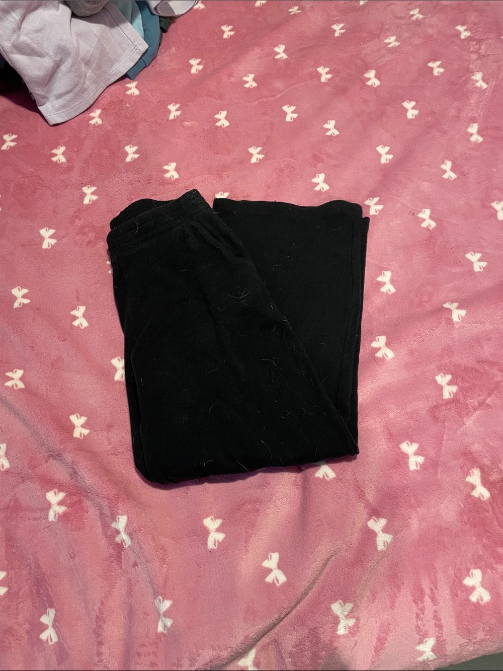 Kids Black Pull-On wide leg Fleece Bottoms - Comfortable Everyday Pants